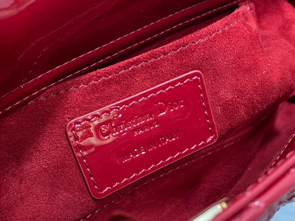 DIOR SMALL LADY D-JOY 22 RED PATENT CALFSKIN