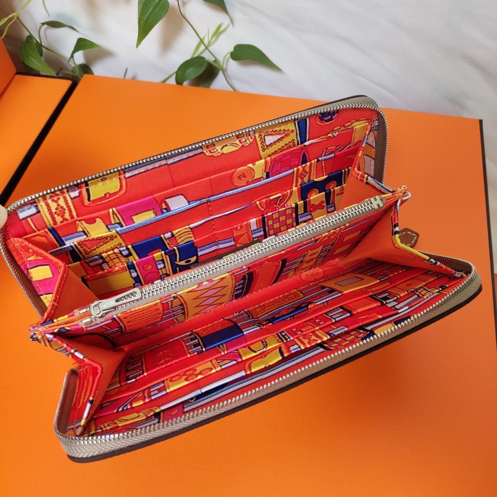 HERMES Zipper Wallet 20 Light Brown Epsom
