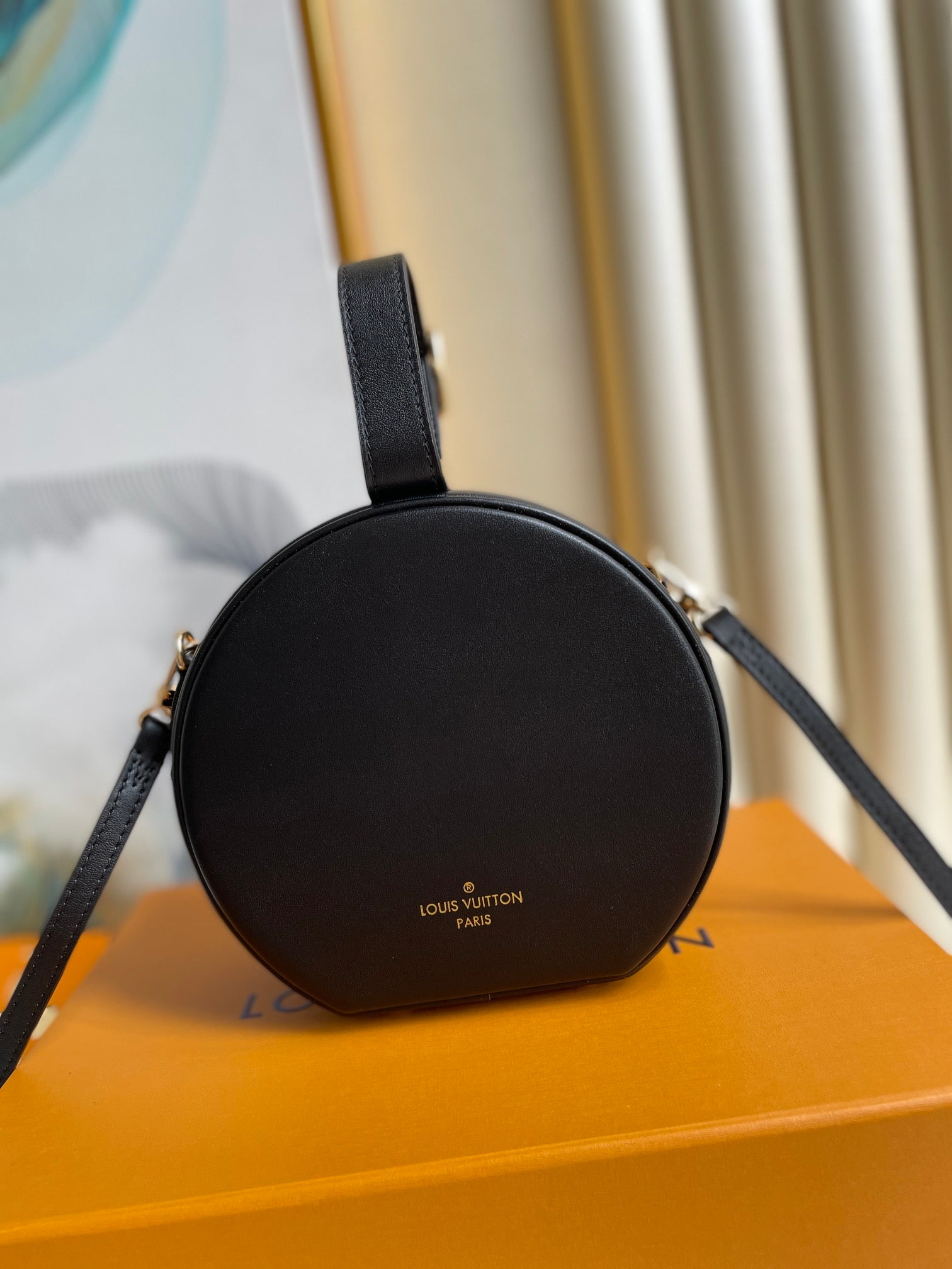 LOUIS VUITTON LV 25S PETITE BOITE CHAPEAU 17 IN BLACK MONOGRAM REVERSE CALFSKIN