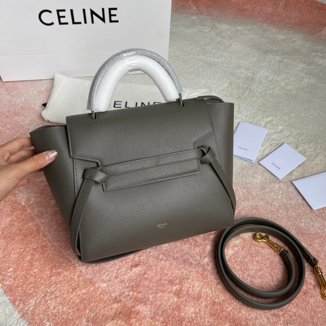 CELINE FISH BAG 24 GREY LEATHER