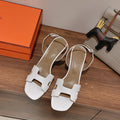 HERMES SLINGBACK SANDAL ETERNITE 75 WHITE MIX LIGHT BROWN LAMBSKIN