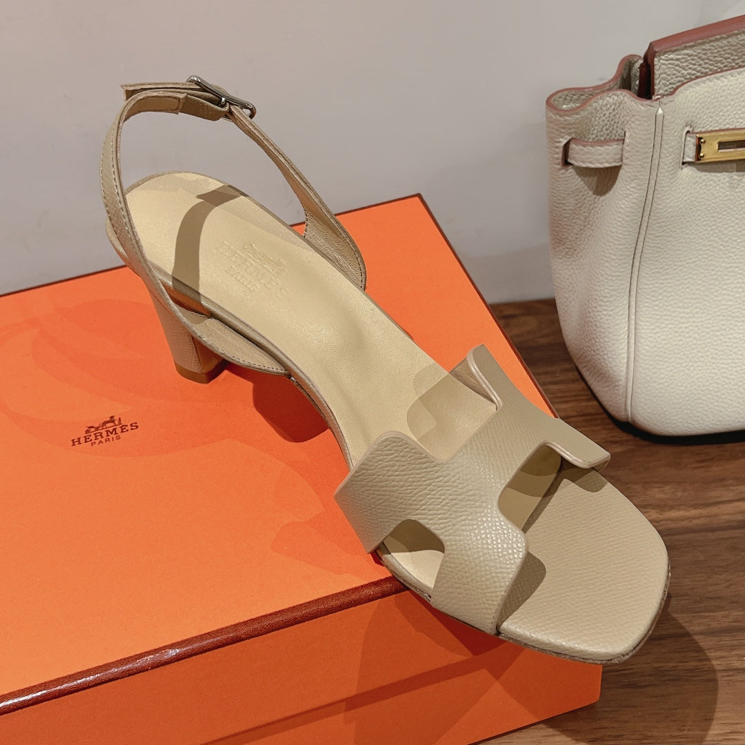 HERMES SLINGBACK SANDAL ETERNITE 75 BEIGE LAMBSKIN