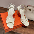 HERMES SLINGBACK  ETERNITE 105 WHITE LAMBSKIN AND CROCODILE LEATHER