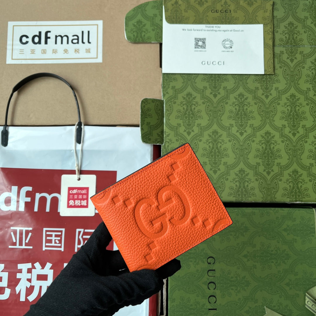 GUCCI WALLET 11 IN ORANGE EMBOSSED CALFSKIN
