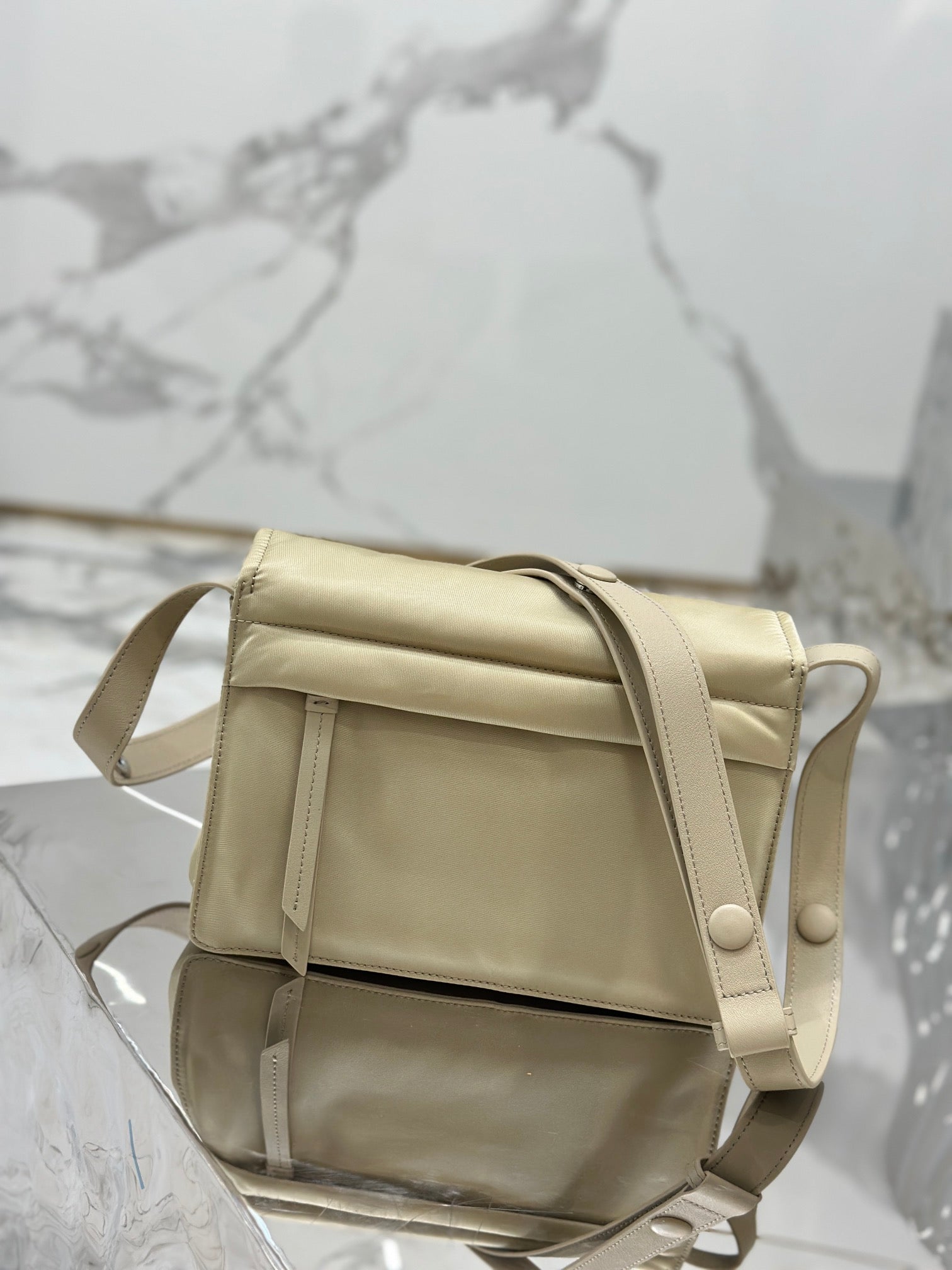 PRADA CINI 23 MEDIUM BAG IN FLAX YELLOW RE-NYLON WITH STRAP