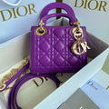 DIOR LADY 17 IN VIOLET PURPLE LAMBSKIN WITH CANNAGE PATTERN