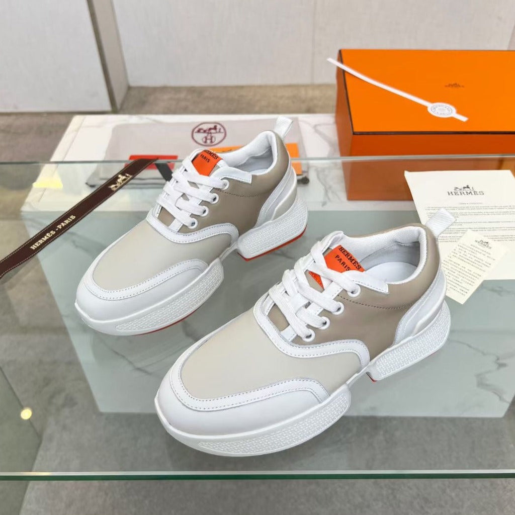 HERMES GIGA SNEAKER CARAMEL MIX LIGHT GRAY CALFSKIN