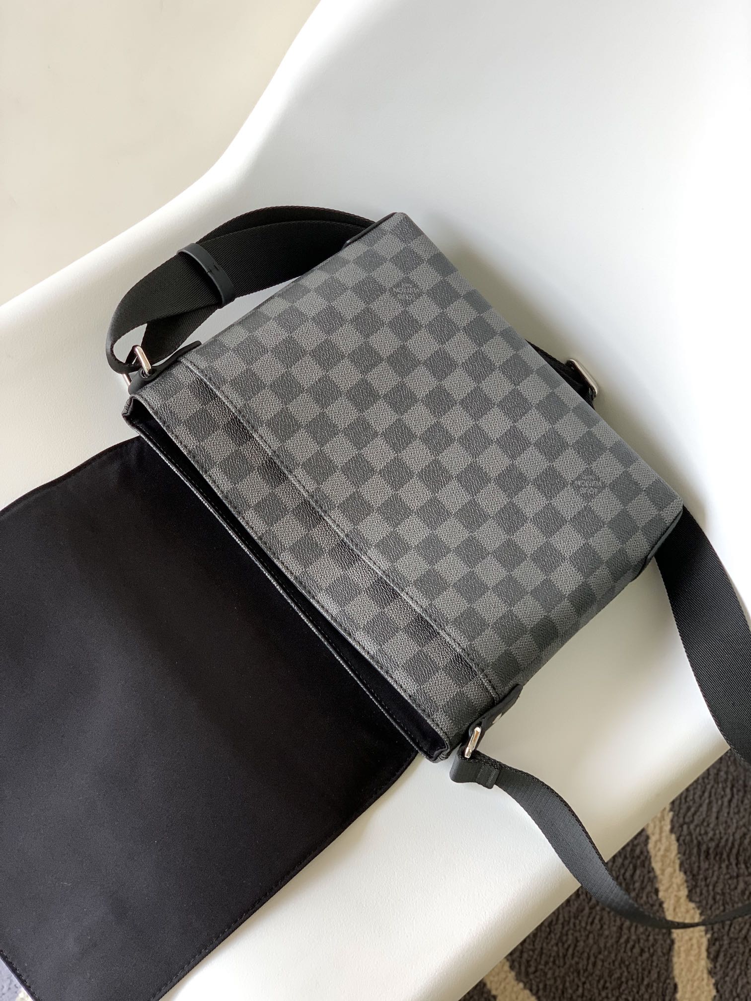 LOUIS VUITTON LV 25S SMALL DISTRICT CROSSBODY BAG 25 IN BLACK DAMIER GRAPHITE CANVAS AND CALFSKIN