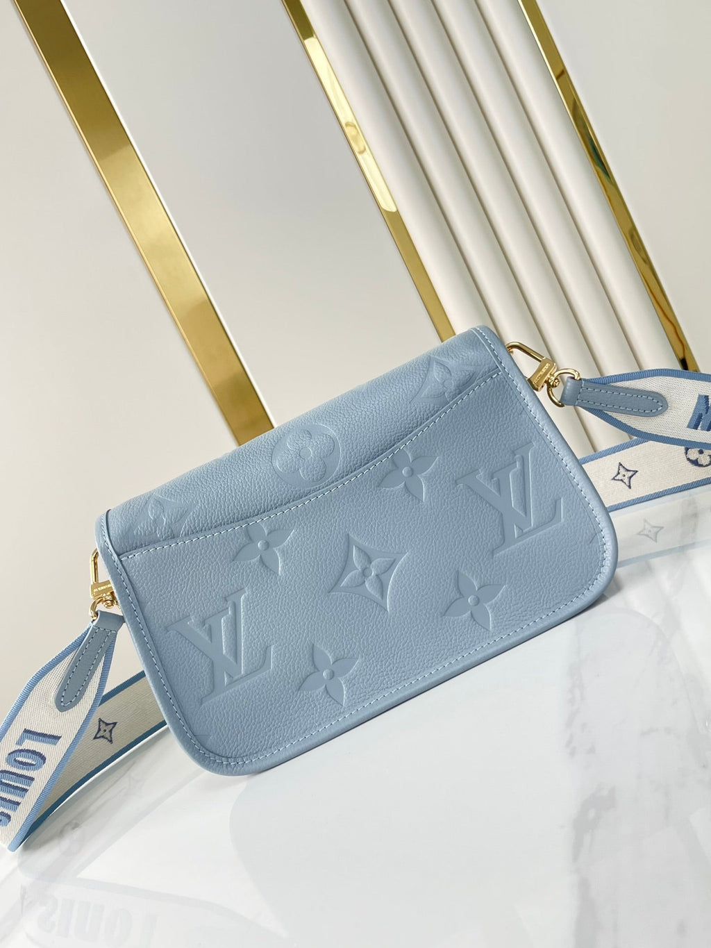 LOUIS VUITTON DIANE 23 IN BEAU BLUE MONOGRAM EMPREINTE LEATHER