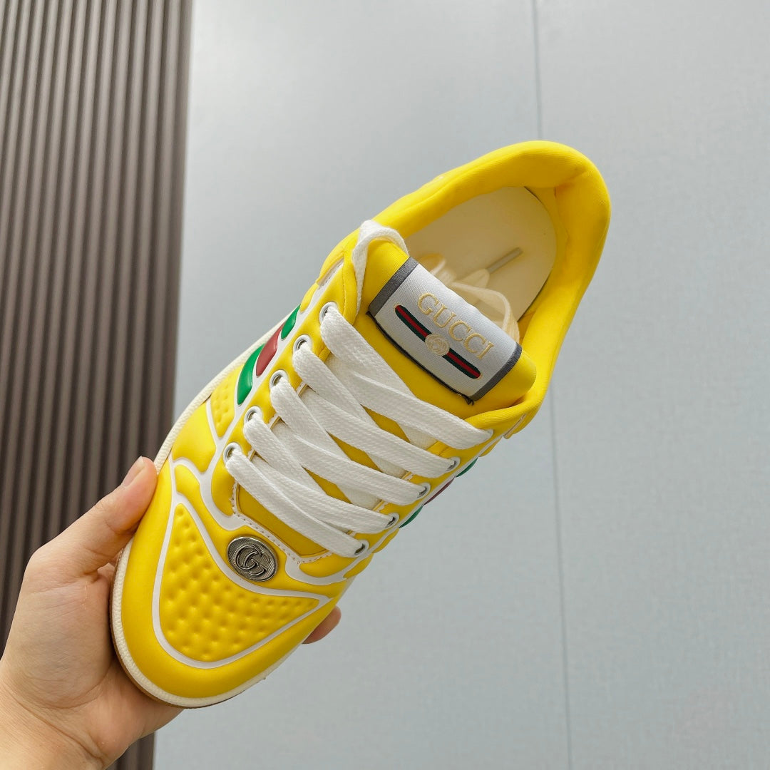 GUCCI Screener With Web Neoprene Low Top Sneakers Yellow