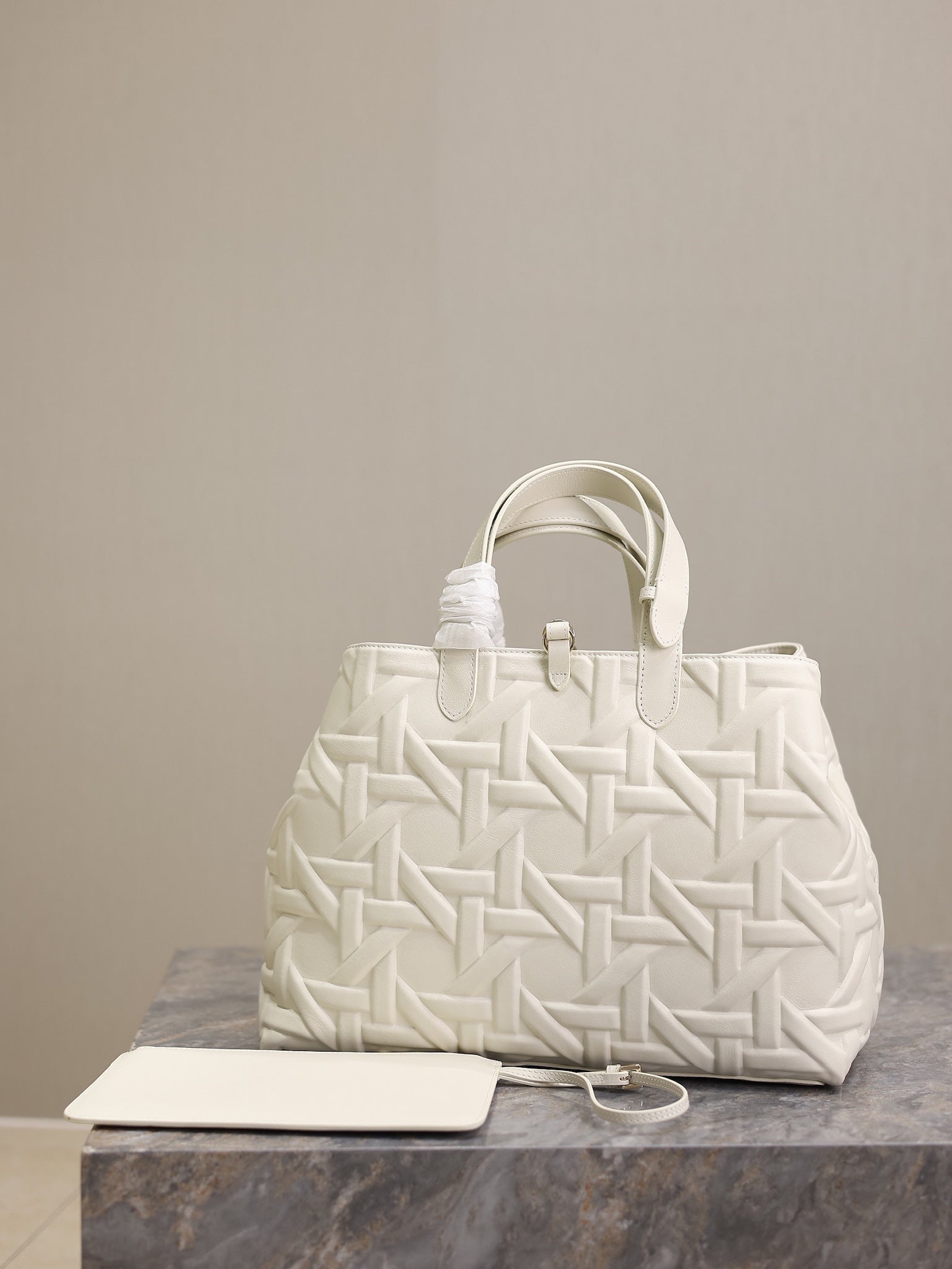 DIOR MEDIUM 37 TOUJOURS BAG IN WHITE CANNAGE GRAPHIC LAMBSKIN