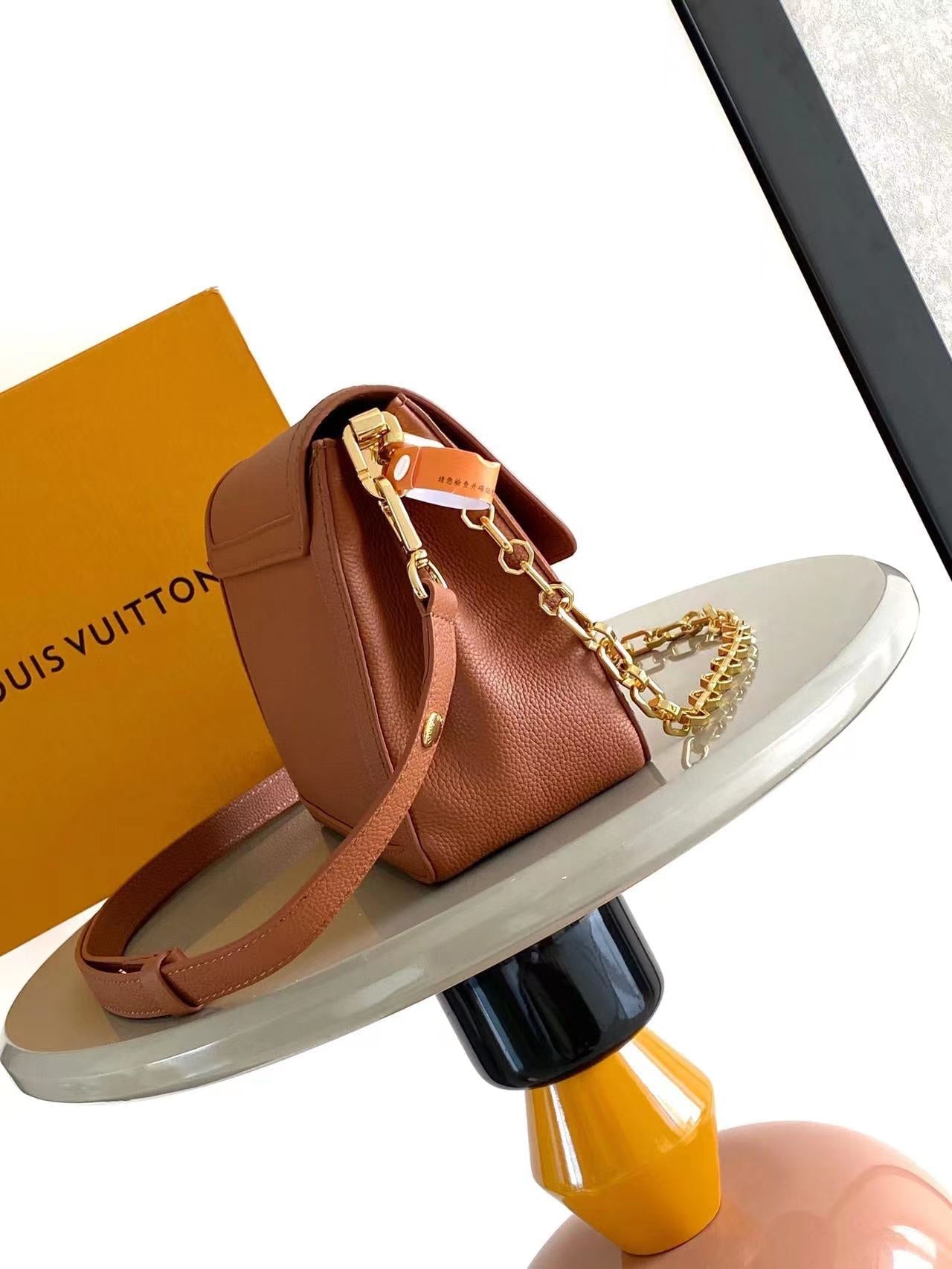 LOUIS VUITTON DAUPHINE SOFT MM 24 IN COGNAC CALFSKIN GOLD HARDWARE