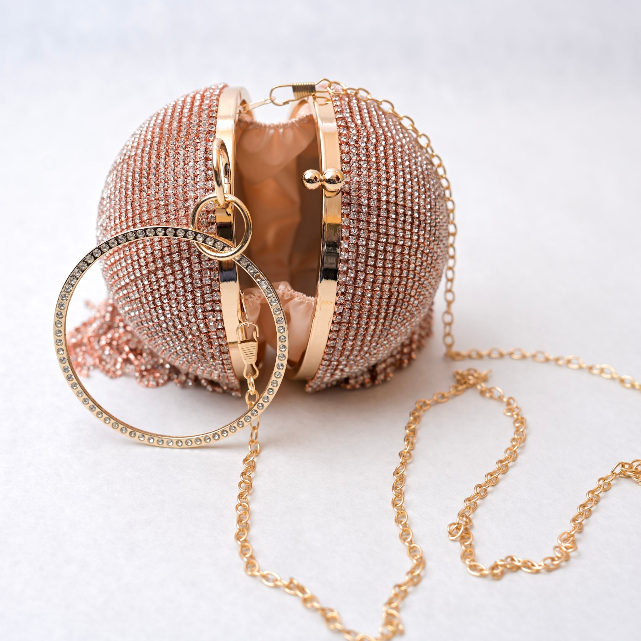 Round Rhinestone Clutch
