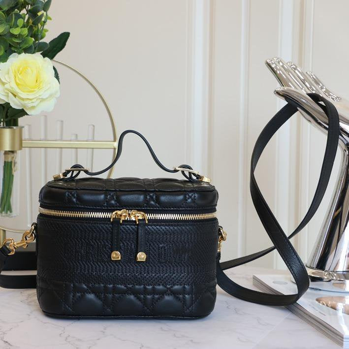 DIOR SMALL TRAVEL VANITY CASE BLACK LAMBSKIN