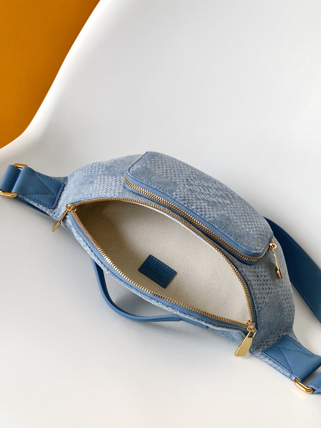 LOUIS VUITTON LV 25S RUSH BUMBAG 30 IN BLUE CANVAS DAMIER DENIM