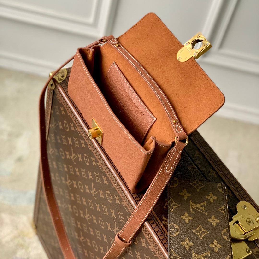 LOUIS VUITTON LOW KEY BAG 22 IN COGNAC BROWN CALFSKIN