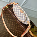 LOUIS VUITTON KEEPIT BUMBAG 29 IN WHITE GREY CHECKERBOARD PATTERN DAMIER AZUR COATED CANVAS