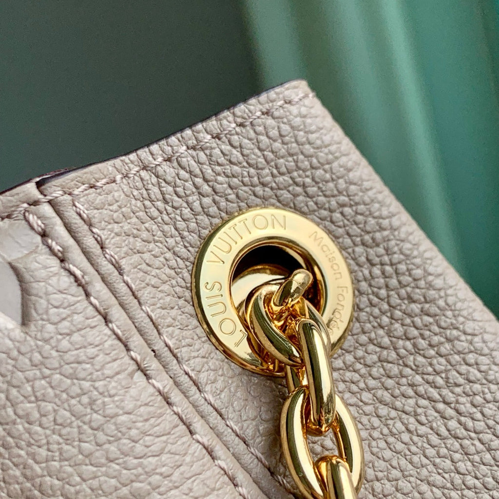 LOUIS VUITTON ANYTIME MM 42 IN TOURTERELLE GRAY MONOGRAM EMPREINTE CALFSKIN GOLD HARDWARE
