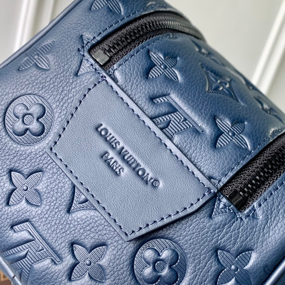 LOUIS VUITTON DOPP KIT 28 IN DARK BLUE MONOGRAM SHADOW CALFSKIN
