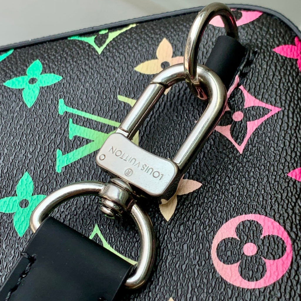 LOUIS VUITTON AVENUE SLINGBAG 18 IN BLACK MONOGRAM ECLIPSE CANVAS MULTICOLOR GRADIANT LOGO