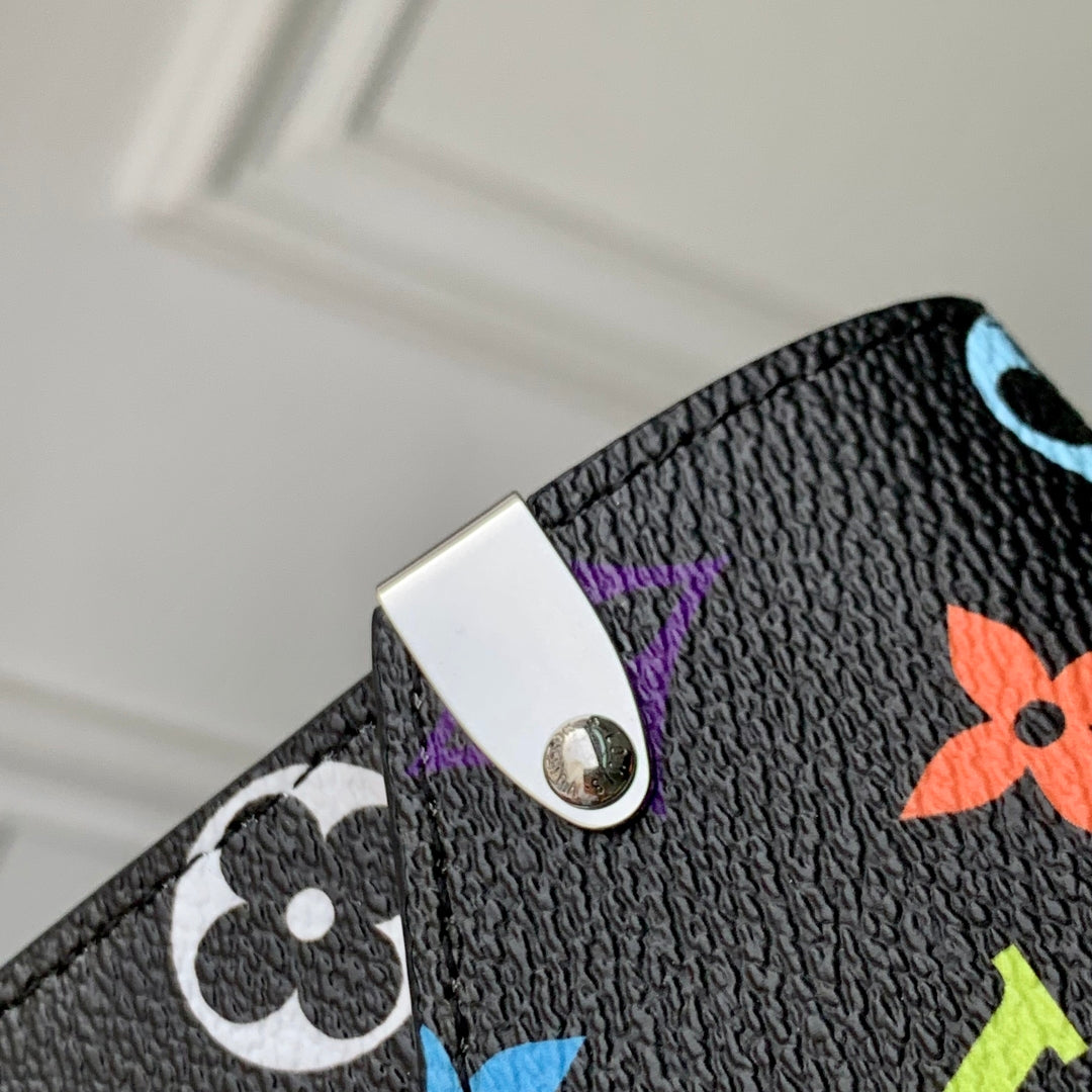LOUIS VUITTON PHONE POUCH 17.5 IN BLACK MULTICOLORED MONOGRAM COATED CANVAS