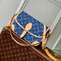 LOUIS VUITTON DIANE 24 IN DENIM BLUE MONOGRAM COWHIDE LEATHER TRIM