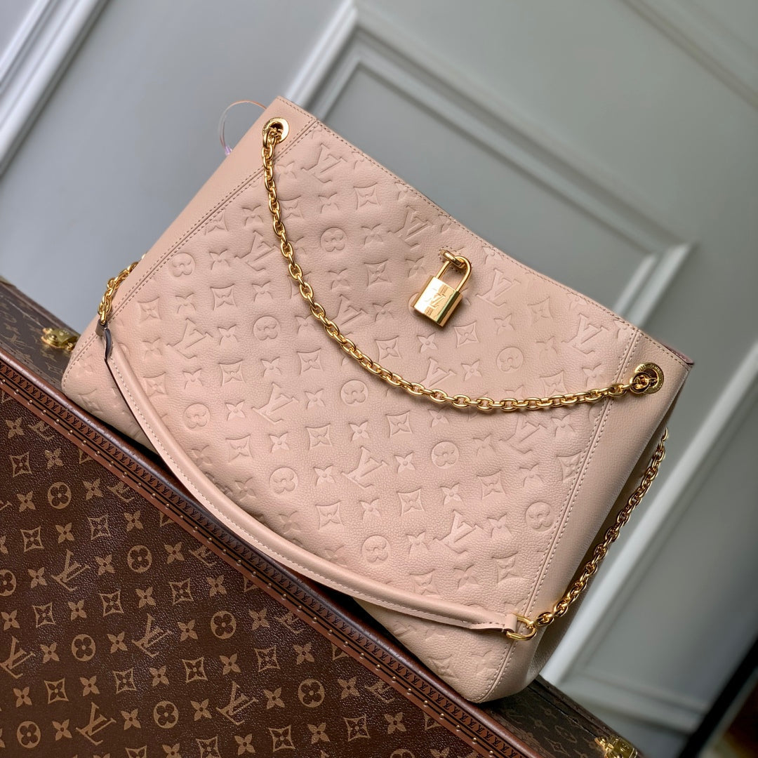 LOUIS VUITTON ANYTIME MM 42 IN NUDE PINK MONOGRAM EMPREINTE CALFSKIN