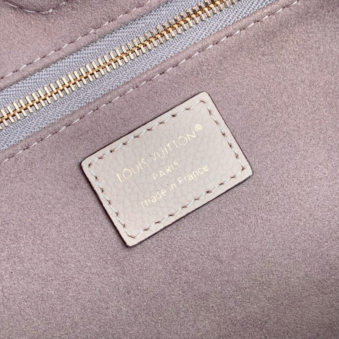 LOUIS VUITTON ANYTIME MM 42 IN NUDE PINK MONOGRAM EMPREINTE CALFSKIN