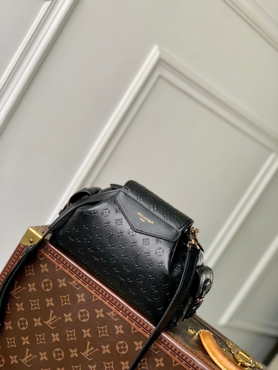 LOUIS VUITTON MONTSOURIS BACKPACK 27 IN BLACK MONOGRAM BOLD COATED CALFSKIN