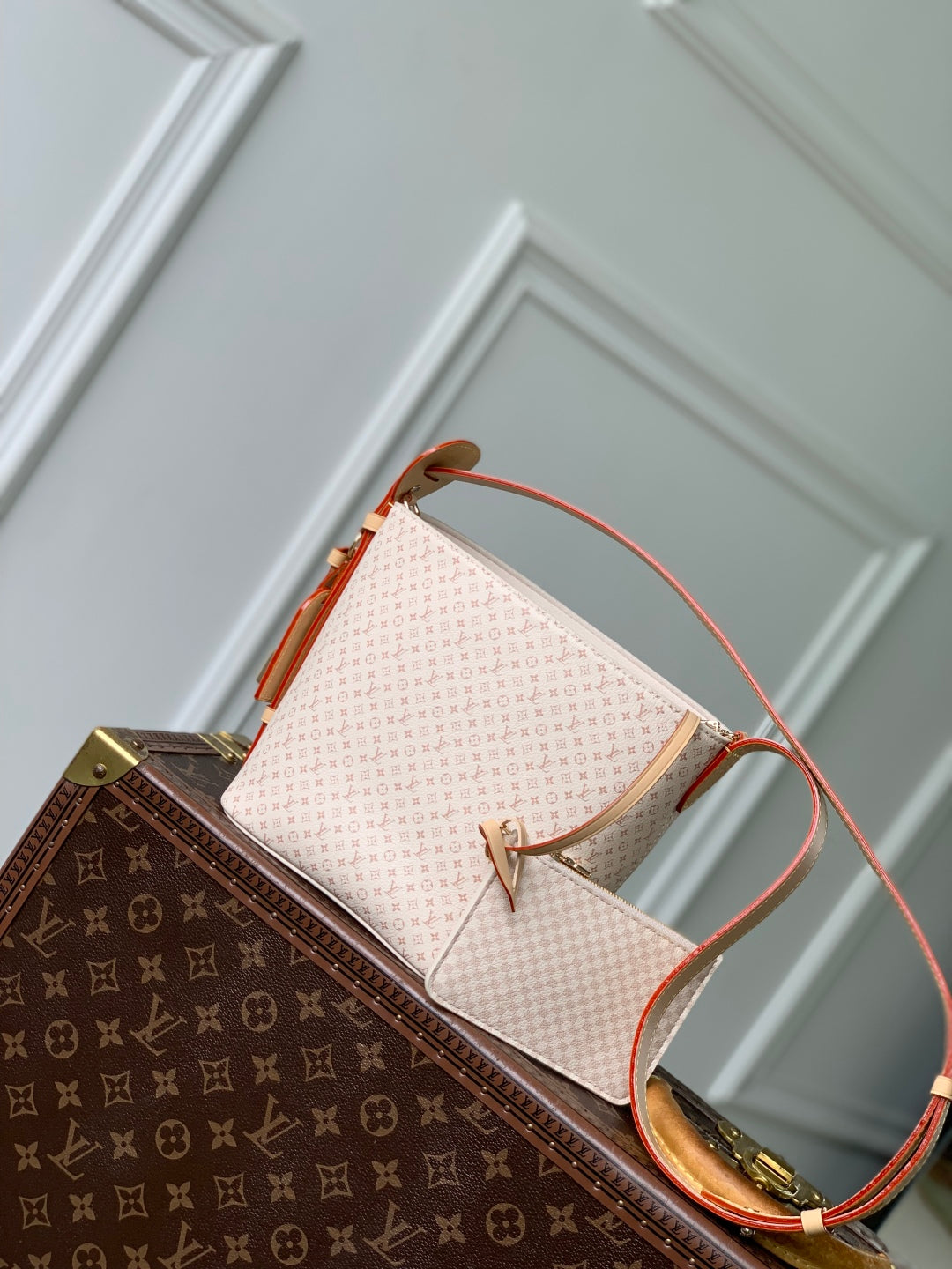 LOUIS VUITTON ROMANCE ALL IN BB 25S 18 IN DUNE MONOGRAM DAMIER CALFSKIN