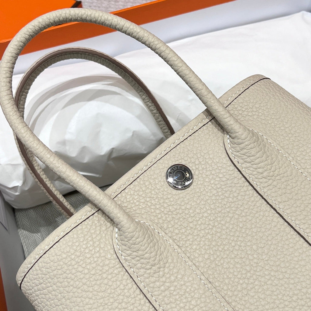 HERMES GARDEN PARTY 23CM IN OFF WHITE CALFSKIN