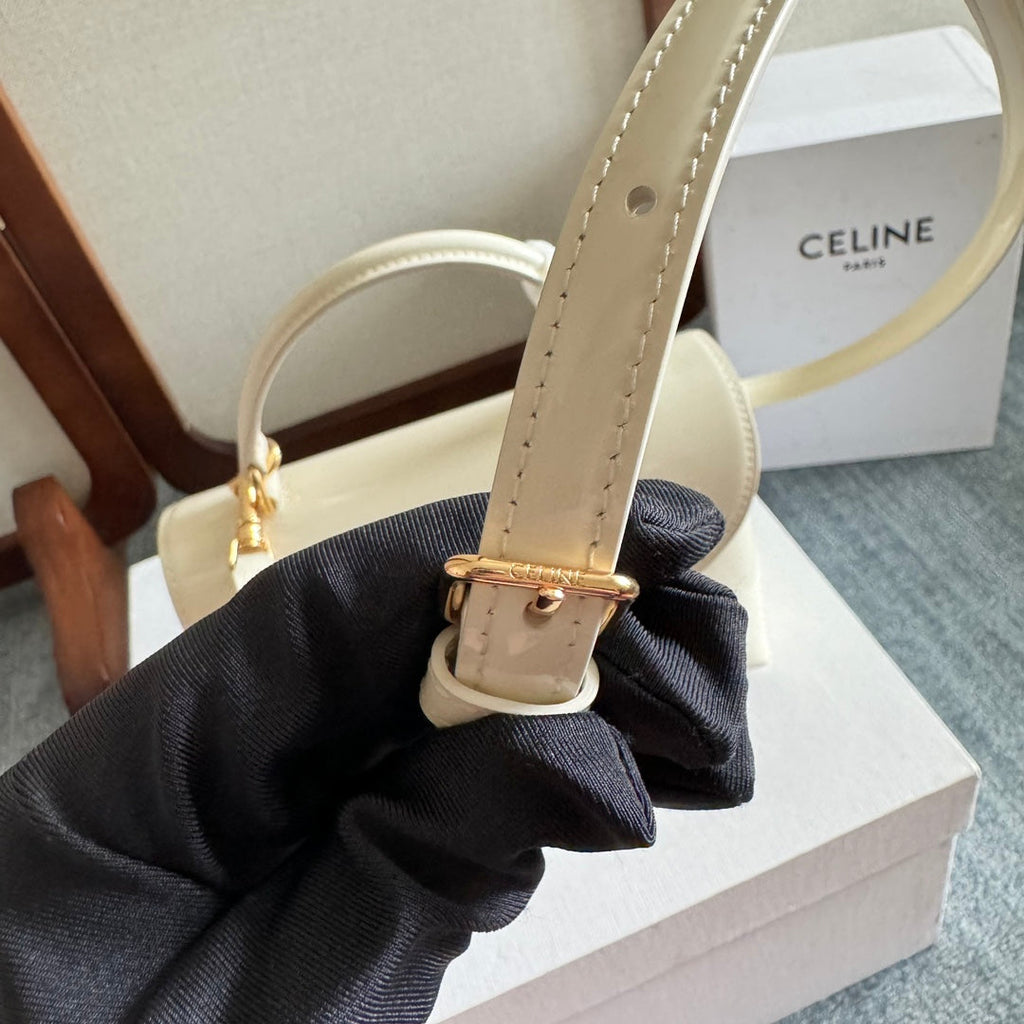 CELINE TEEN NINO BAG 20 IN WHITE GLOSSY CALFSKIN GOLD HARDWARE