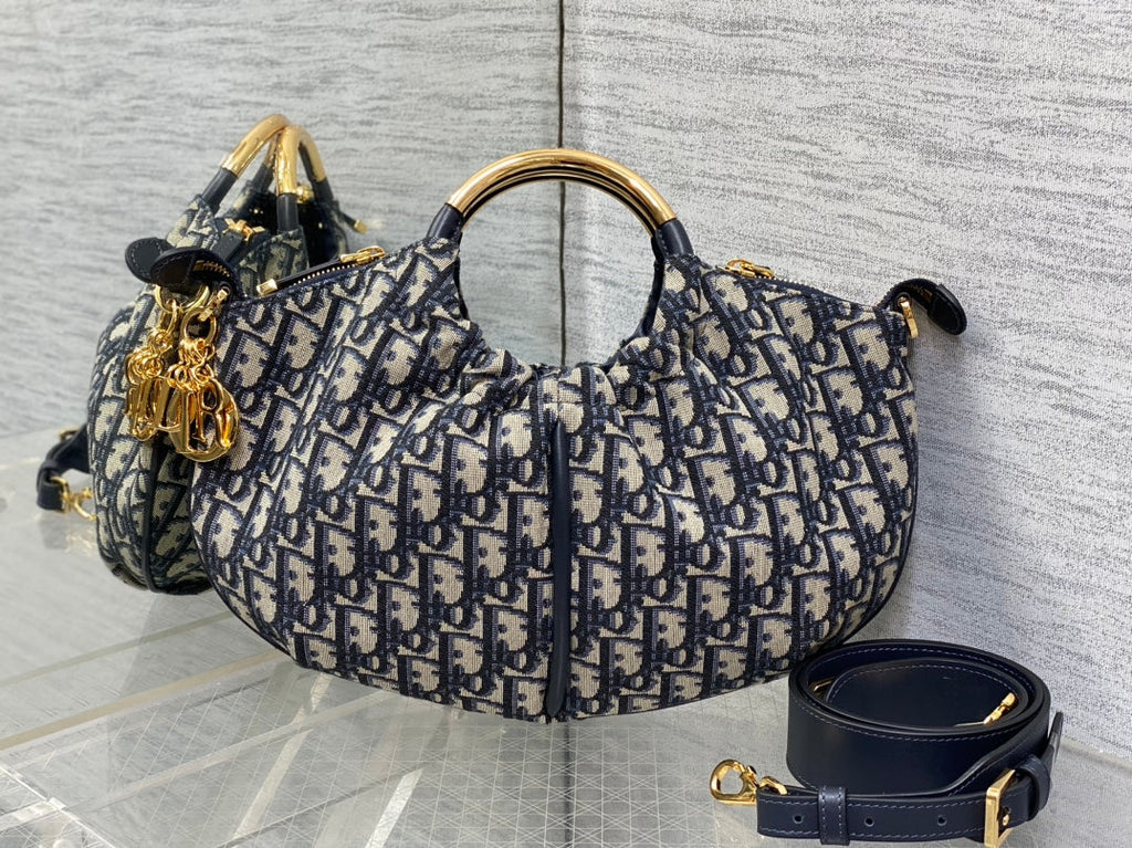 DIOR WALK IN PURSE 36 BAG BLUE OBLIQUE JACQUARD