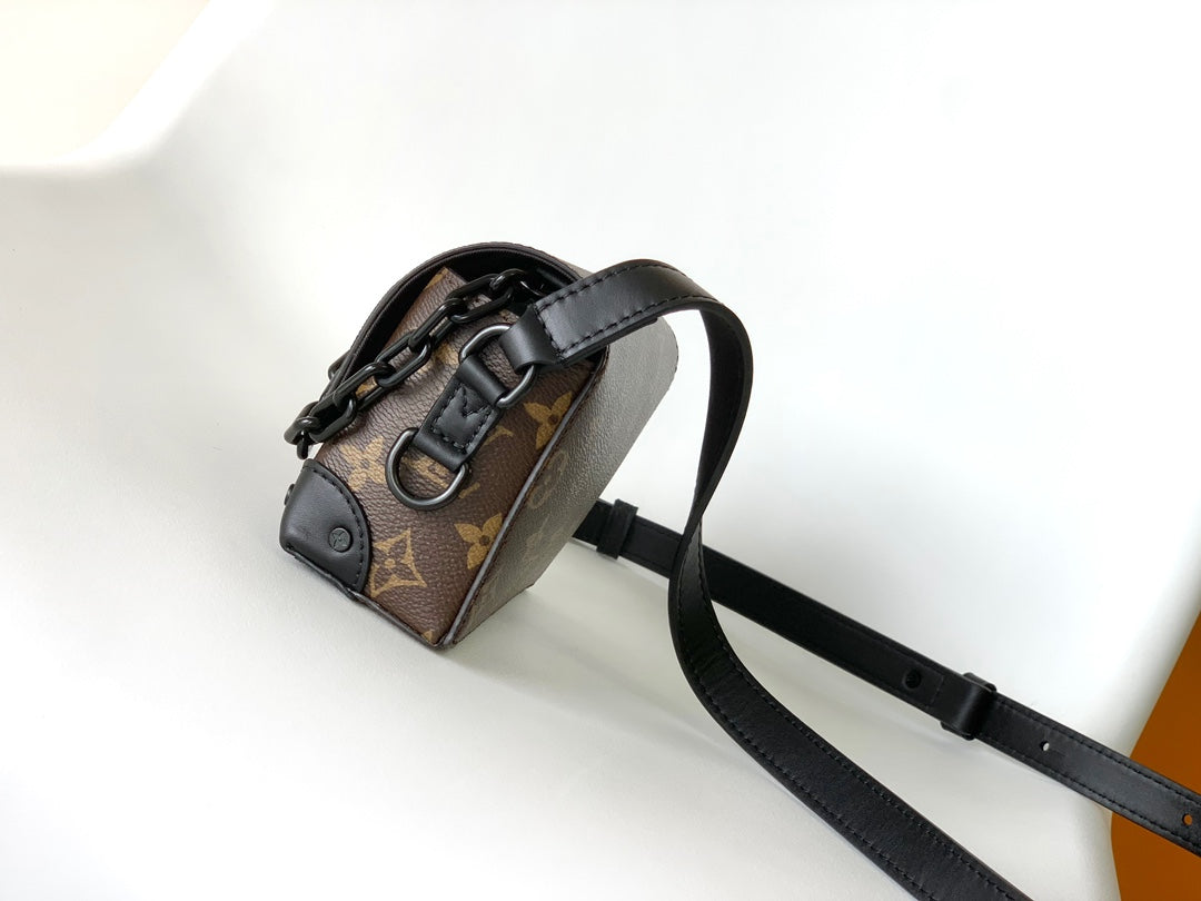 LOUIS VUITTON LV 25S STEAMER BAG 18 IN BROWN MONOGRAM MACASSAR CANVAS AND CALFSKIN