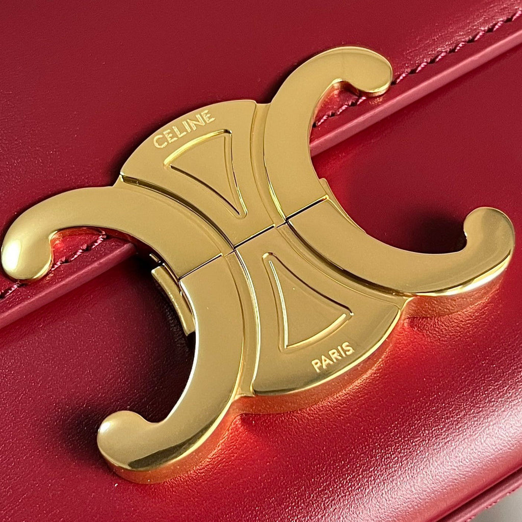 CELINE TRIOMPHE 20  BURGUNDY RED CALFSKIN