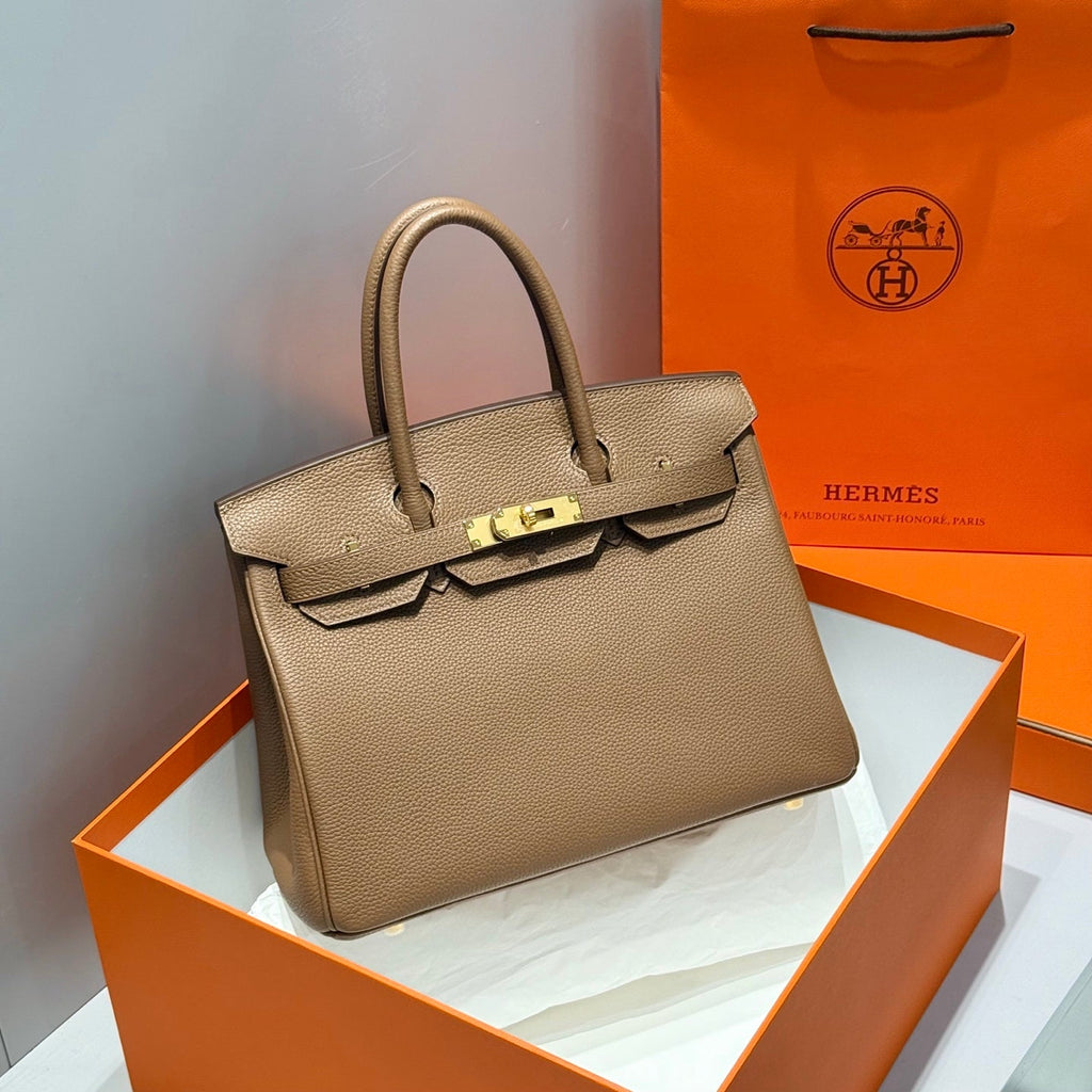 HERMES 25S  BIRKIN 30 IN COFFEE CALFSKIN GOLD HARDWARE