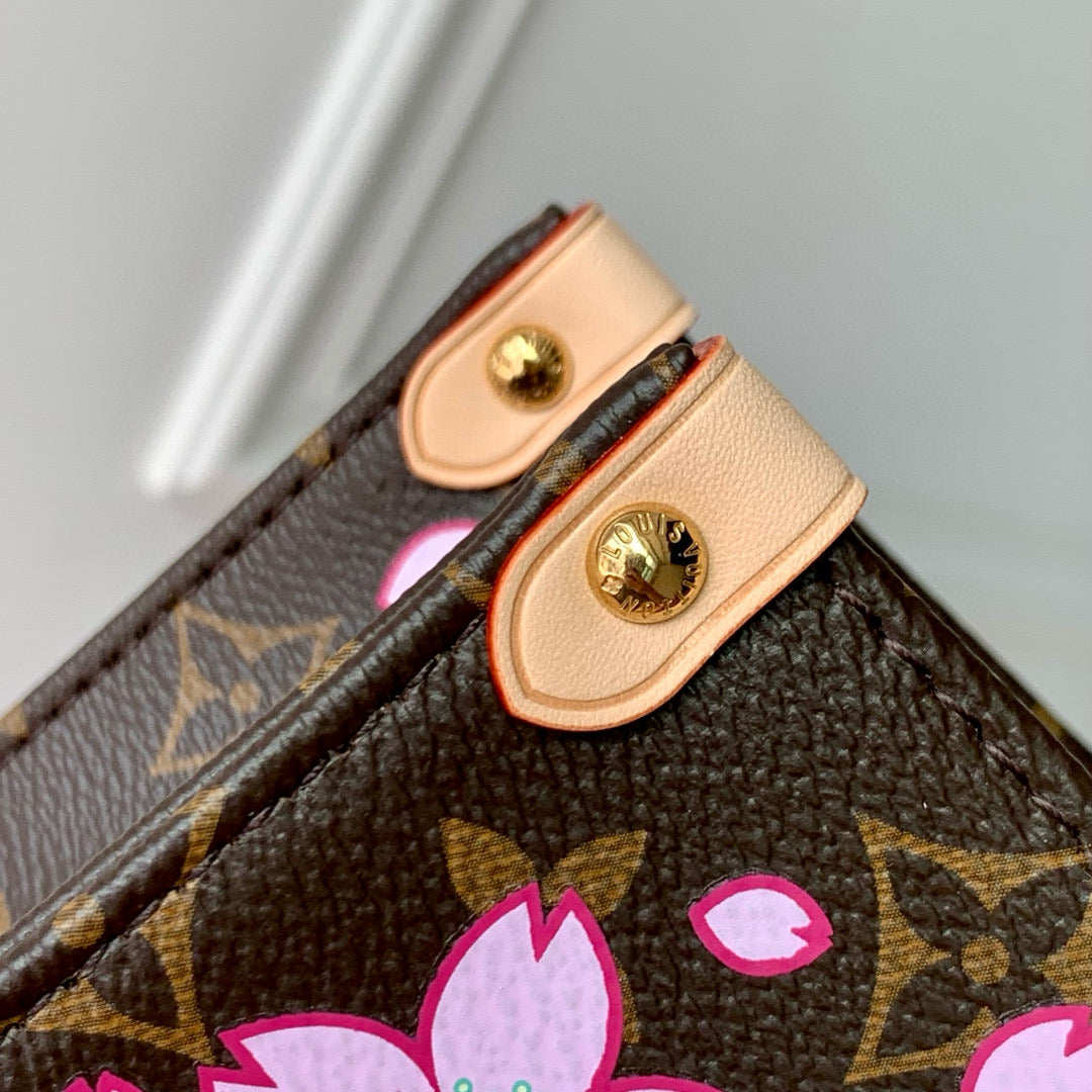 LOUIS VUITTON ONTHEGO PM CHERRY BLOSSOM IN SAKURA BROWN MONOGRAM COATED CANVAS