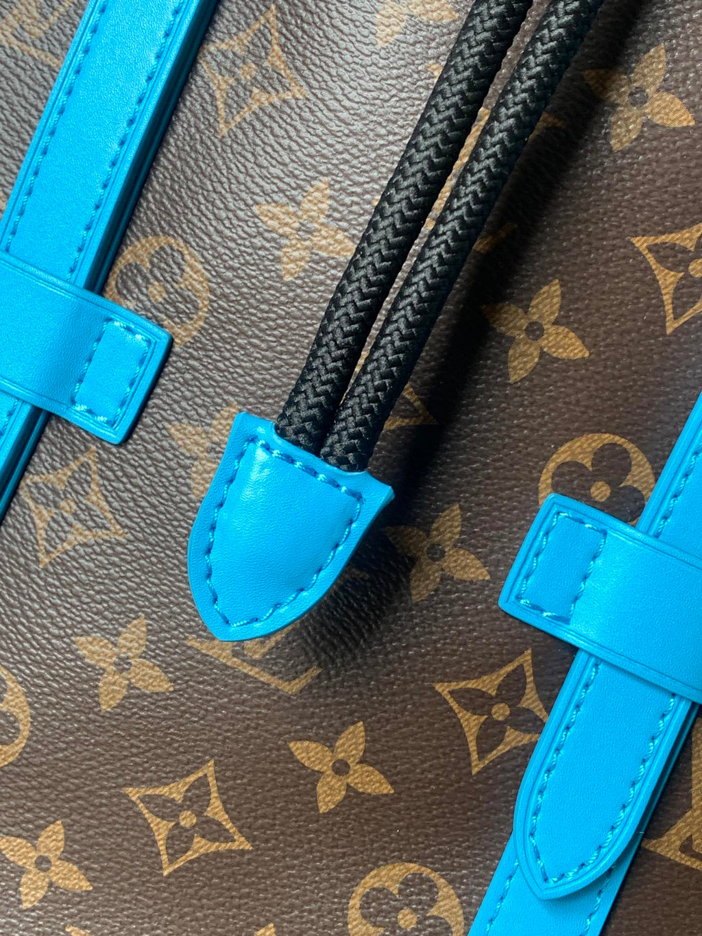 LOUIS VUITTON LV 25S CHRISTOPHER BACKPACK 48 IN BROWN AND CAPRI BLUE CANVAS MONOGRAM