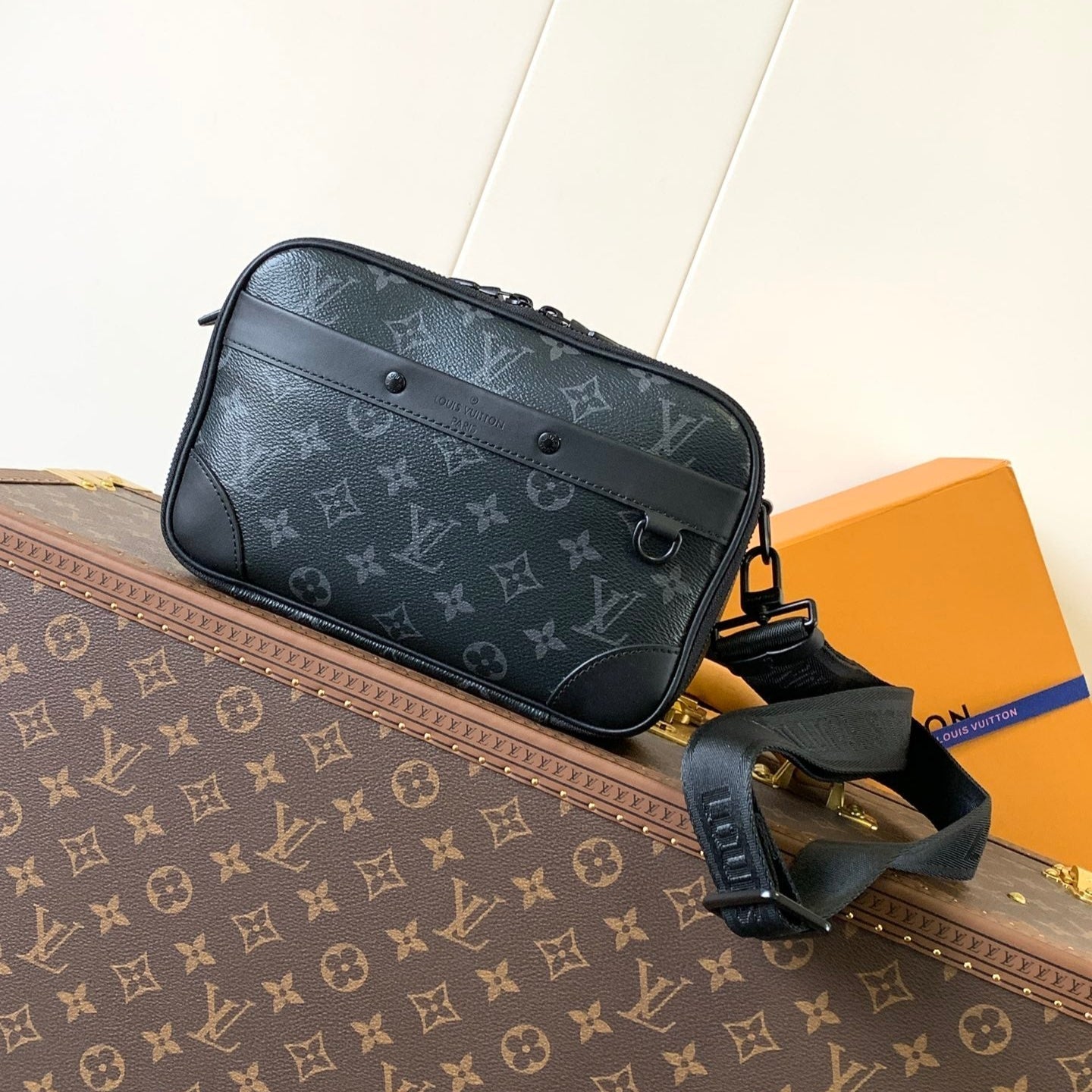LOUIS VUITTON NANO ALPHA BAG 24 IN BLACK MONOGRAM ECLIPSE CANVAS AND COWHIDE
