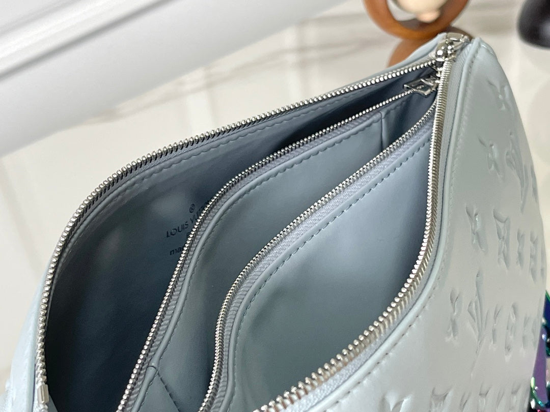 LOUIS VUITTON COUSSIN PM 26 IN GRAY MONOGRAM EMBOSSED LAMBSKIN