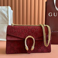 GUCCI DIONYSUS MEDIUM SHOULDER BAG 27.5 IN ROSSO ANCORA RED  SUEDE
