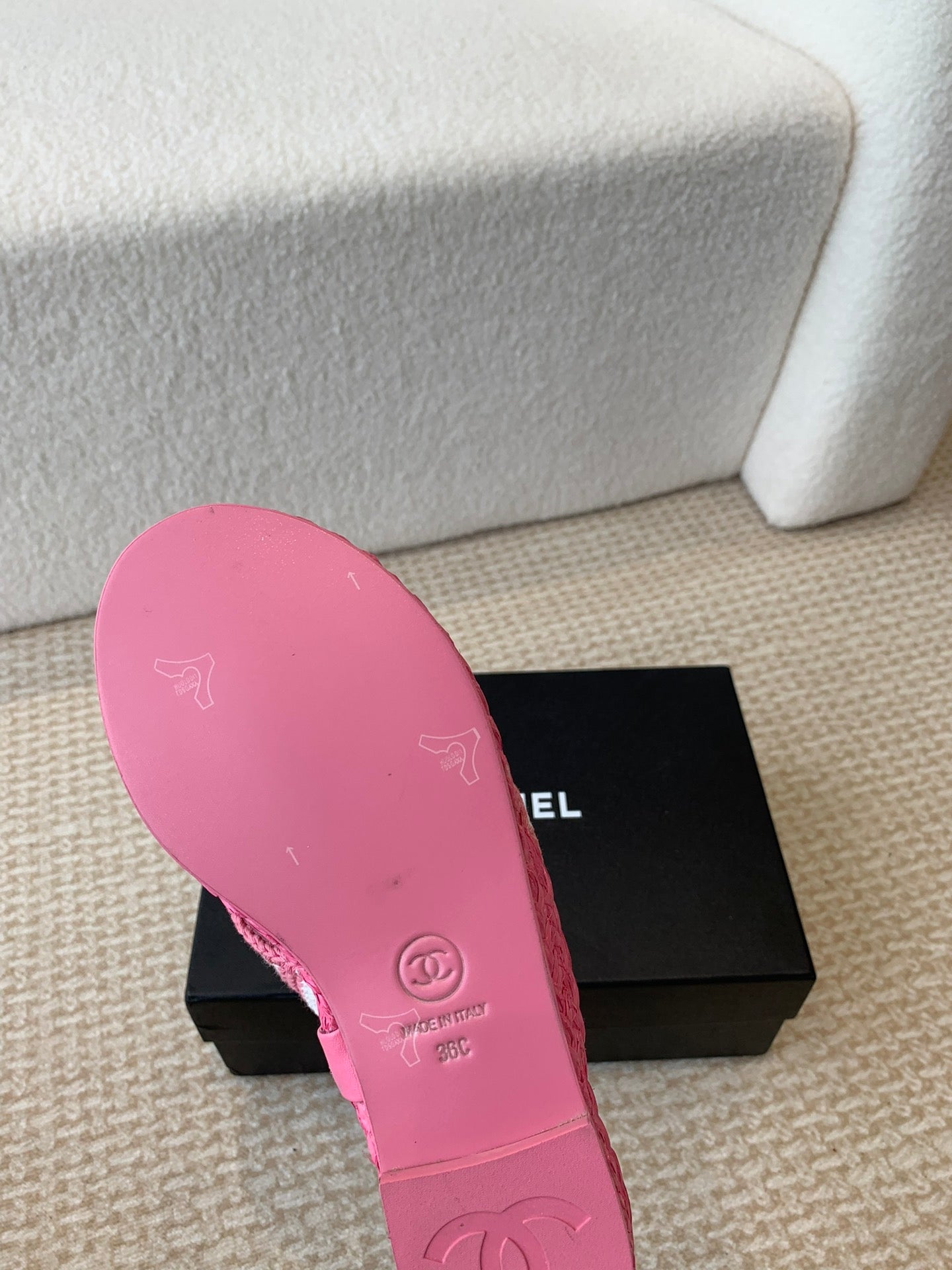 CHANEL Double C Hottest Knit Flip-Flops Bright Pink