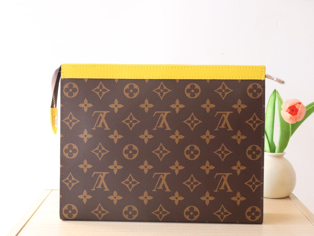 LOUIS VUITTON LV 25S POCHETTE VOYAGE 26 IN YELLOW MONOGRAM MACASSAR COATED CANVAS