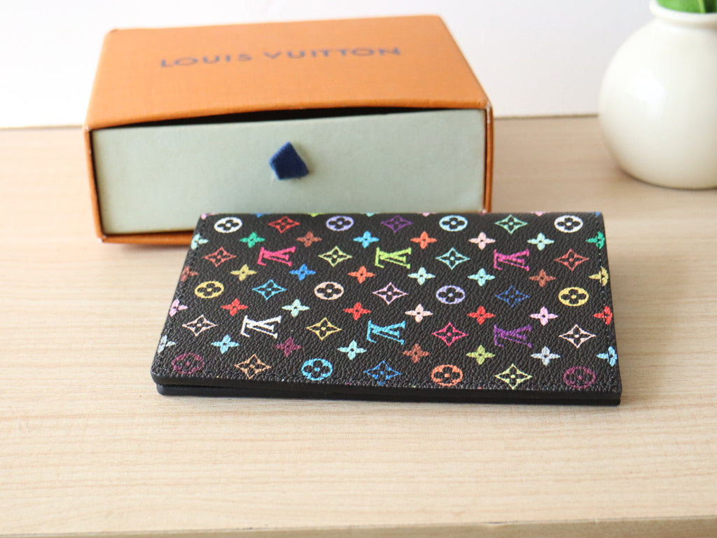 LOUIS VUITTON DOLL PASSPORT WALLET IN BLACK MIX COLORFUL CALFSKIN