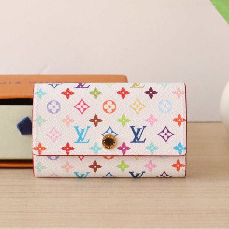 LOUIS VUITTON ROSALIE WALLET 12 IN WHITE MIX COLORFUL CALFSKIN