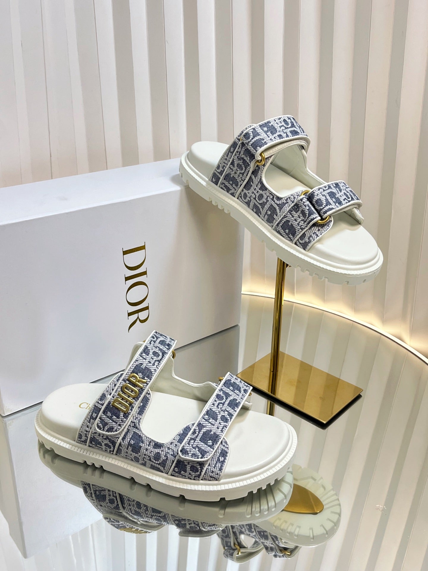 DIOR ACT SLIDES 25MM IN GRAY TWEED