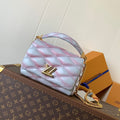 LOUIS VUITTON LV 25S GO-14 MM 23 IN LAVENDER GRAY QUILTED LAMBSKIN GOLD HARDWARE