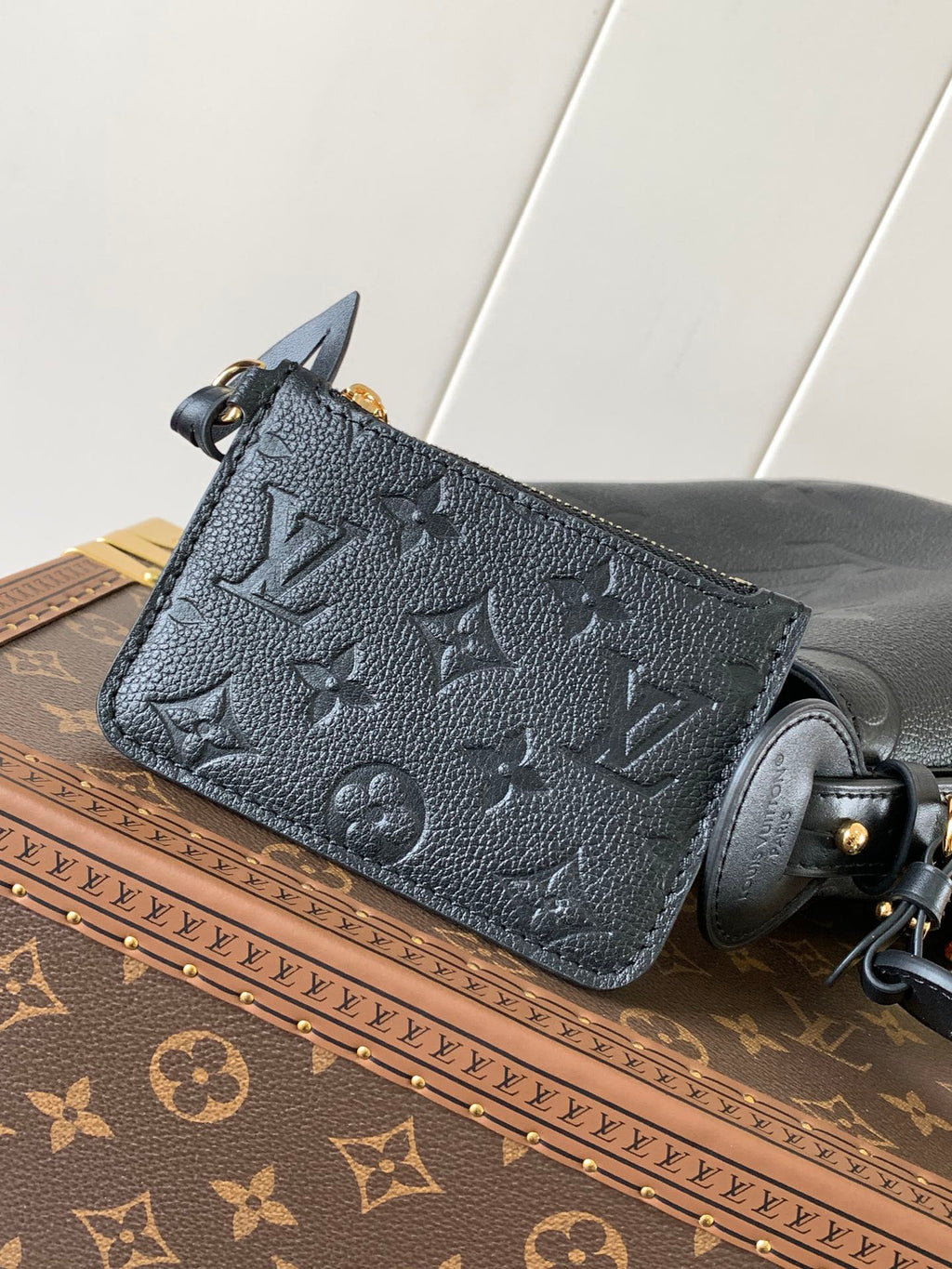LOUIS VUITTON ALL IN BB BAG 18 IN BLACK EMBOSSED COWHIDE