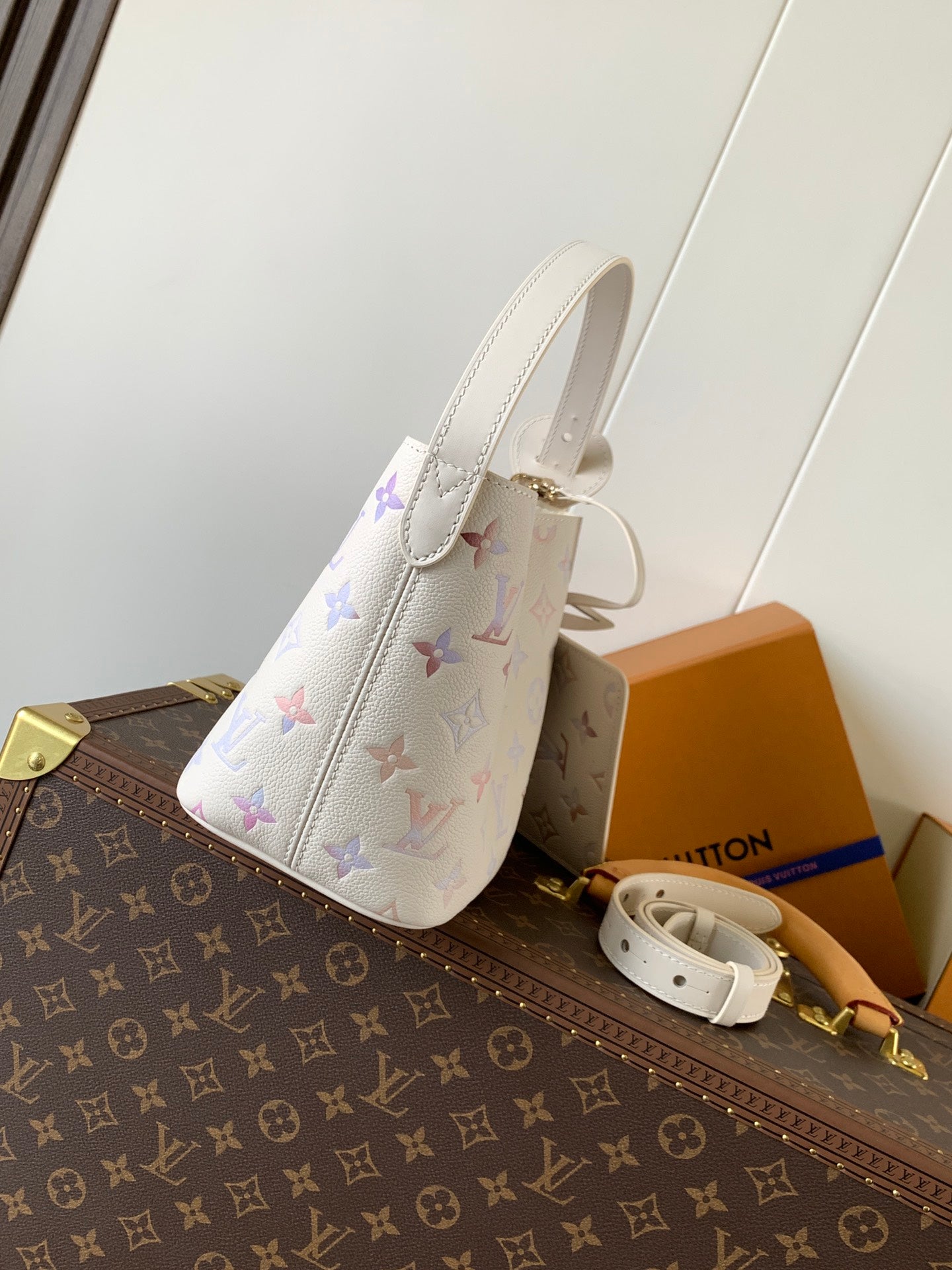 LOUIS VUITTON LV 25S ALL IN BB BAG 18 IN CREAM DREAM EMBOSSED TEXTURED CALFSKIN
