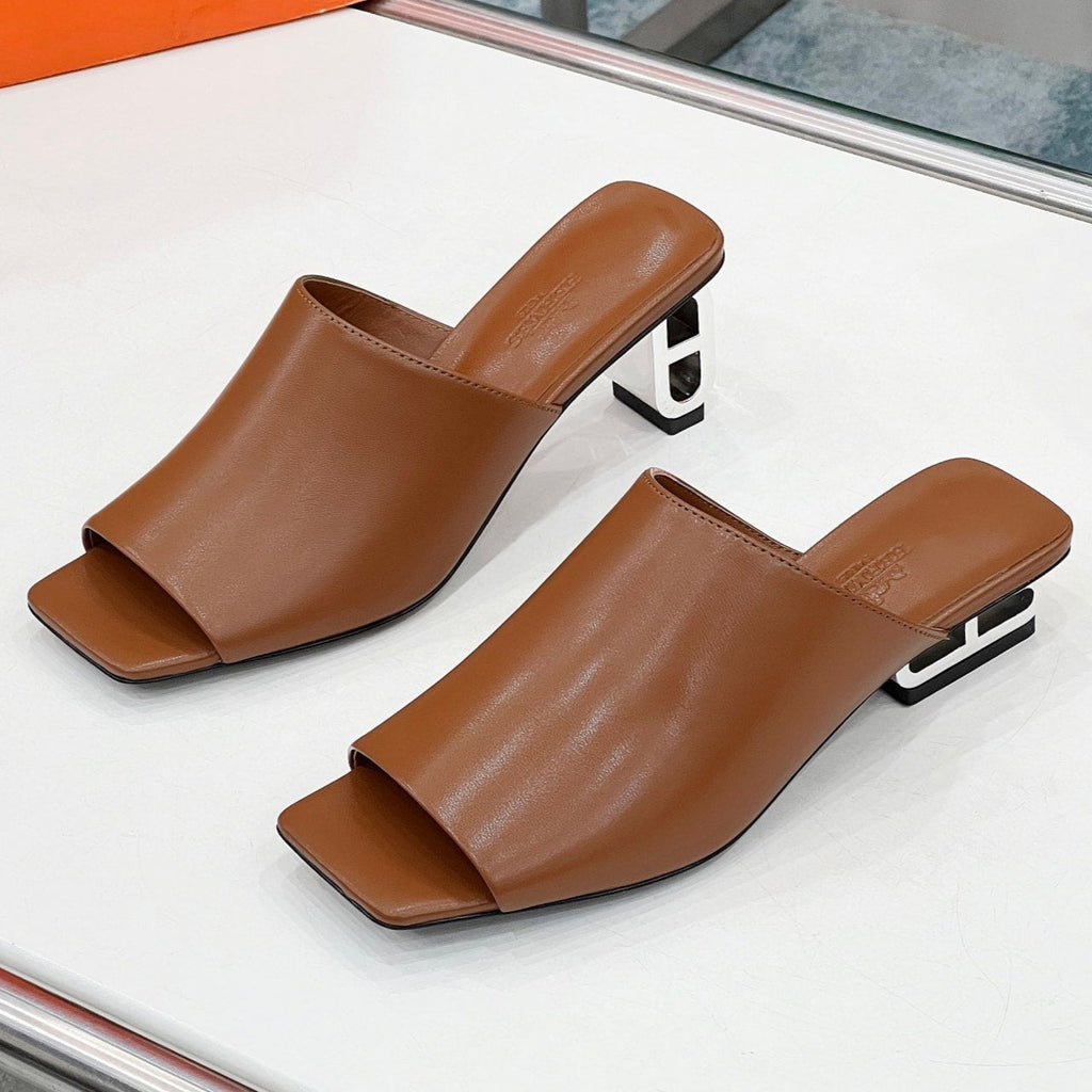 HERMES ICONIQUE 60 SANDAL IN BRONZE BROWN CALFSKIN
